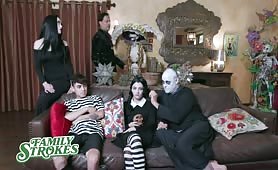Halloween  costume  party ends with creepy family orgy 
