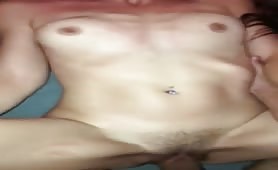 Squirting girlfriend orgasm during creampie